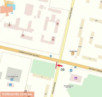 Билборд B в Кропивницкий (Кировоград), 3х6  пр-т Університетський/ вул.Героїв-рятувальників схема