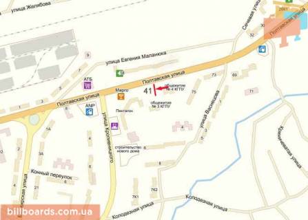 Білборд, Бігборд (Борд)  B у Кропивницький (Кіровоград), 3х6  вул.Полтавська схема