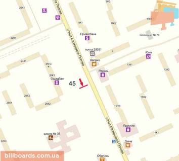 Билборд A в Кропивницкий (Кировоград), 3х6  вул. космонавта Попова схема