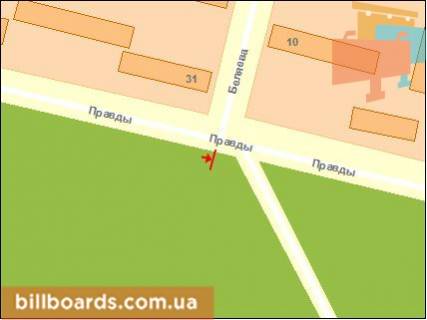 Білборд, Бігборд (Борд)  A у Кропивницький (Кіровоград), 3х6  вул. Євгенія Тельнова (пр-т.Правди) схема