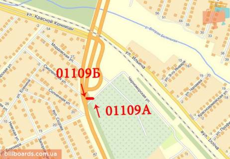 Билборд B в Краматорске Тихого вул. (колиш. Орджонікідзе вул.) - Танкістів вул., роздільник схема