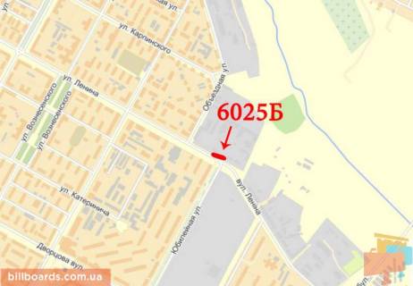 Билборд B в Краматорске Ювілейна вул. - Дружби вул. (колиш. Леніна вул.) схема