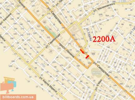 Билборд A в Лисичанске Сосюри вул. (колиш. Свердлова ул.), 25 схема