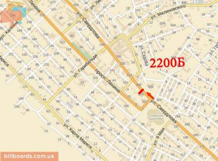 Билборд B в Лисичанске Сосюри вул. (колиш. Свердлова ул.), 25 схема