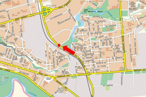 Білборд, Бігборд (Борд)  A у Луцьку, 3x6  Карпенко-Карого вул., 3 / Задворецкая вул. (Колиш. Космодем'янської вул.), Роздільник, в сторону Перемоги пр. схема