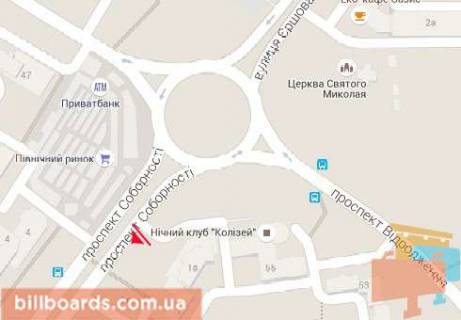 Билборд  в Луцке Соборности пр., 1, возле остановки, напротив Северного рынка схема