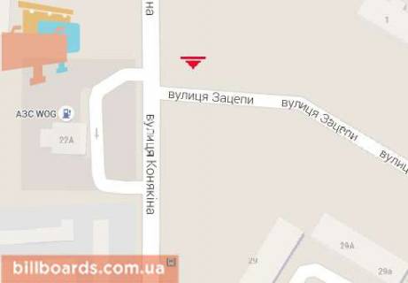 Билборд  в Луцке Конякина ул., 19, возле АЗС "WOG" схема
