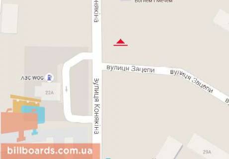 Билборд  в Луцке Конякина ул., 19, возле АЗС "WOG" схема
