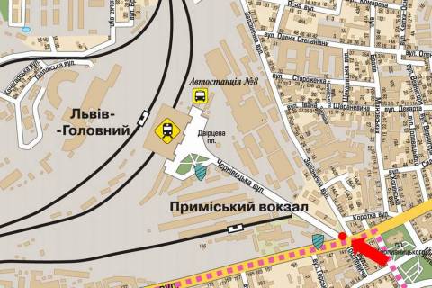 Сiтiлайт A у Львові, 1.8x1.2  Чернівецька вул. / Городоцька вул., Роздільник, з центру, до ж / д вокзалу схема