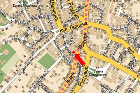 Сiтiлайт A у Львові, 1.8x1.2  Саксаганського вул., 22 / Франка вул. схема