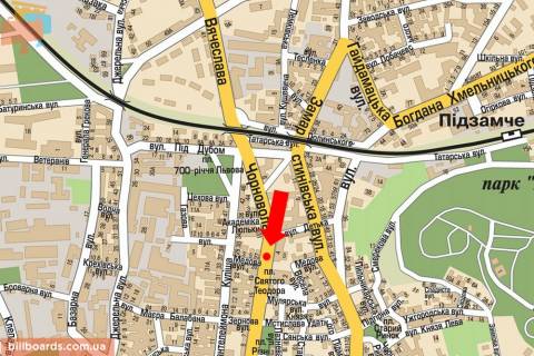 Сітіскролл A у Львові, 1.8x1.2  Чорновола пр. / Медова вул., Роздільник, біля клубу "Malevych", в центр схема