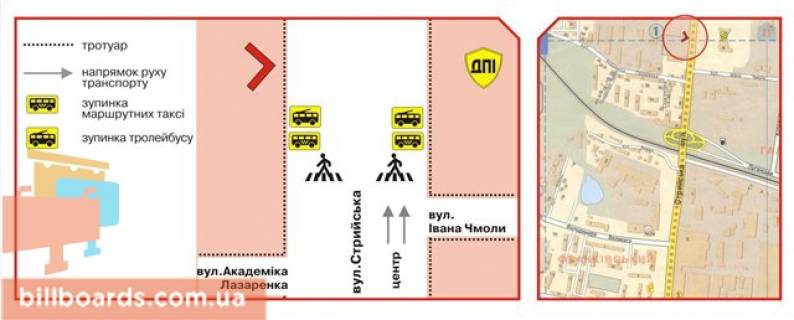 Билборд B в Львове Стрийська вул., 132 схема