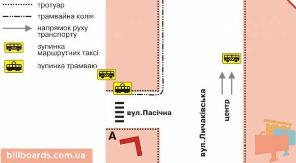 Білборд, Бігборд (Борд)  A у Львові Пасічна вул., 60 схема