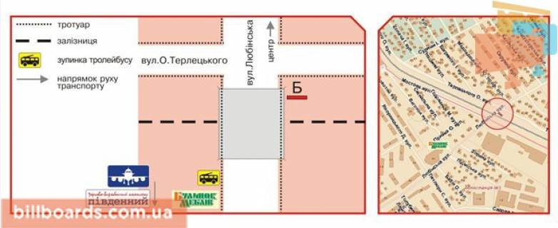 Билборд B в Львове Люблінська вул. схема