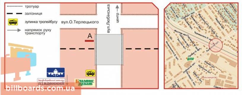 Билборд A в Львове Люблінська вул. схема