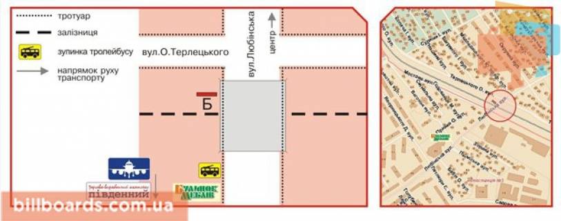 Билборд B в Львове Люблінська вул. схема