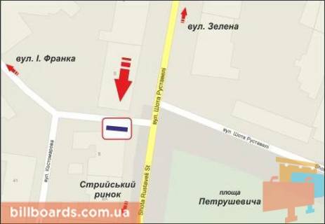 Білборд, Бігборд (Борд)  A у Львові Руставелі вул., 8 схема