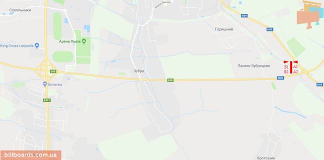 Билборд  в Львове М-06 Киев-Чоп, въезд в город, с. Пасикы-Зубрыцки, нижний схема