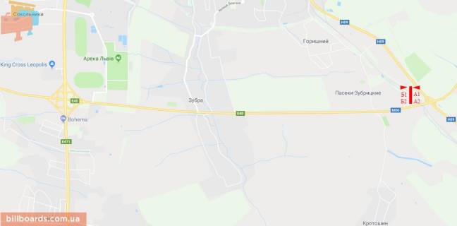Билборд  в Львове М-06 Киев-Чоп, выезд из города, с. Пасикы-Зубрыцки, нижний схема