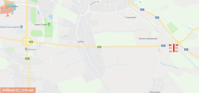 Билборд  в Львове М-06 Киев-Чоп, въезд в город, с. Пасикы-Зубрыцки, верхний схема