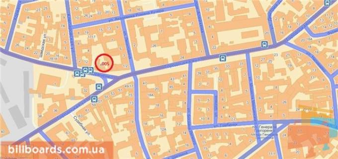 Билборд A в Львове Шевченко вул., 8, верхній схема