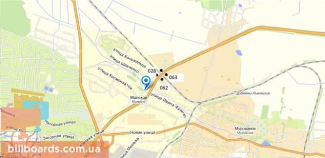 Билборд B в Львове Коновальца ул. / Киевская ул., напротив Храма Святого Архангела Михаила схема