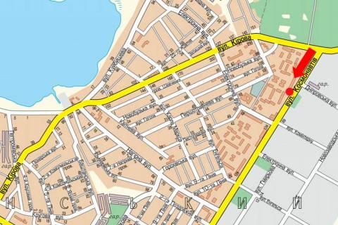 Билборд A в Николаеве, 3x6  Космонавтів вул., 142, біля супермаркетів "АТБ", "Watsons", в центр схема