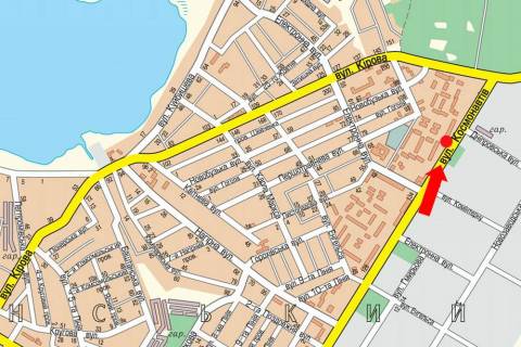 Билборд B в Николаеве, 3x6  Космонавтів вул., 142, біля супермаркетів "АТБ", "Watsons", з центру схема