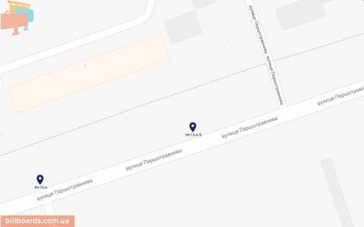 Билборд A в Никополе, 6х3  вул.Першотравнева, навпроти буд.№5, напрямок руху до цетральної частини міста, навпроти ТЦ 33 квадратних метри схема