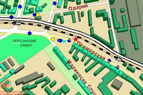 Білборд, Бігборд (Борд)  A у Одесі Приморская ул., 59 схема