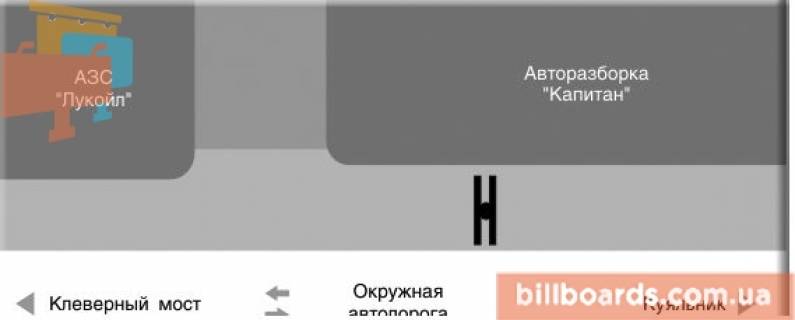Білборд, Бігборд (Борд)  A у Одесі Об'їзна дорога, Авторинок, в сторону Балтської дороги схема