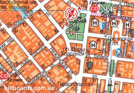 Ситилайт  в Одессе Соборная пл., 2 / Садовая ул. схема