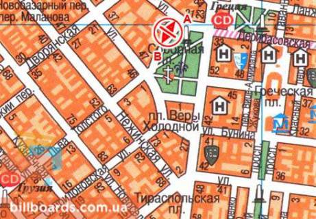 Ситилайт  в Одессе Соборная пл., 2 / Садовая ул. схема