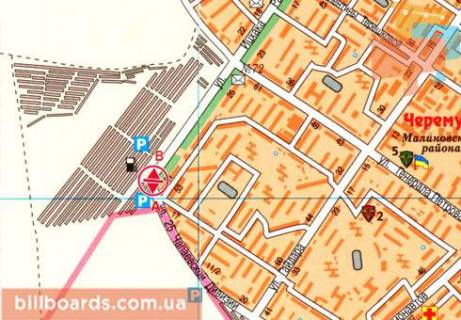 Билборд B в Одессе, 3x6  Інглезі вул. (25-ої Чапаєвської Дивізії вул.) - Іцхака Рабіна вул., 53 схема