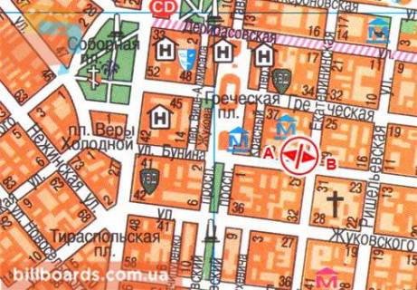 Сiтiлайт  у Одесі Бунина ул., 26, возле ТРЦ "Kadorr", супермаркета "Сильпо" схема