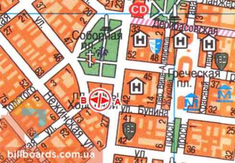 Ситилайт  в Одессе Бунина ул., 2 / Холодной пл. схема