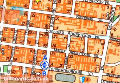 Сiтiлайт  у Одесі Канатная ул. / Пантелеймоновская ул., возле супермаркета "Ева", в центр схема