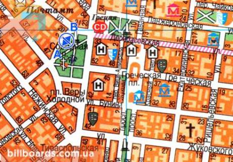 Ситилайт  в Одессе Соборная пл. / Садовая ул. схема