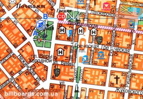 Ситилайт  в Одессе Соборная пл. / Садовая ул. схема