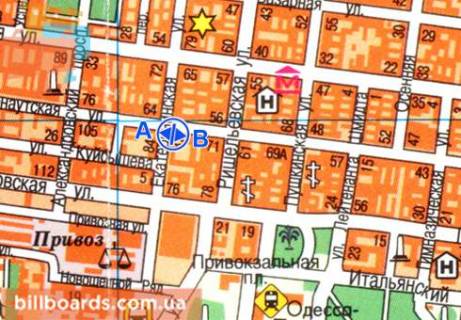 Сiтiлайт  у Одесі М. Арнаутская ул. / Екатерининская ул., 87, в сторону Леонтовича ул. (бывш. Белинского ул.) схема