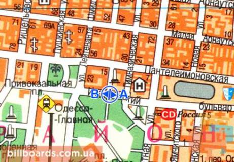 Ситилайт  в Одессе Итальянский бул., 6, в сторону Привокзальной пл. схема