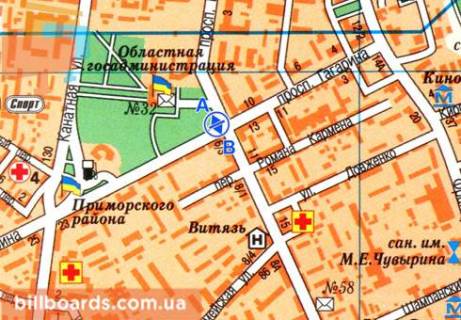 Скролер, Скрол  у Одесі Шевченко пр., 4 / Лесі Українки просп. (Гагаріна просп.)., из центра - 80096 схема