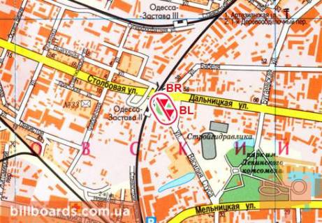 Билборд B в Одессе, 3x6  Стовпова вул. - Дальницька вул. схема
