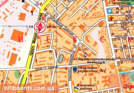 Білборд, Бігборд (Борд)   у Одесі Небесной Сотни пр. (бывш. Жукова пр.), 3А, возле ТРЦ "City Center", АЗС "Катрал" схема
