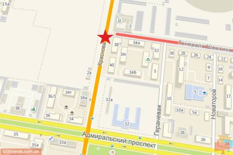 Призма B в Одессе Краснова ул., 2, напротив / Швыгина ул., 40 - 132731 схема