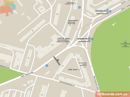 Билборд A в Одессе Краснова вул. - Артилерійська вул., біля супермаркету "Віртус" схема