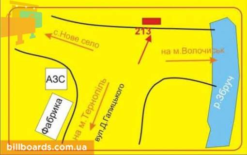 Білборд, Бігборд (Борд)  A у Підволочиську Д.Галицкого ул., пгт. Подволочиск схема