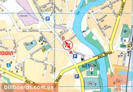 Білборд, Бігборд (Борд)   у Полтаві Панянка ул. / Старый Подол ул., возле супермаркета "АТБ" схема