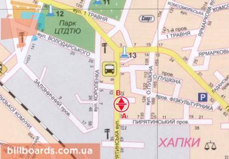 Билборд B в Прилуках, 3x6  Пирятинська вул., 27 схема