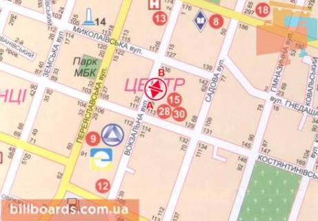 Билборд A в Прилуках, 3x6  Вокзальна вул., 23 схема